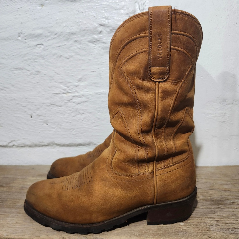 Tecovas The Jason Ranch Wear Tan Leather Cowboy Boots Mens 10 EE Vibram Sole